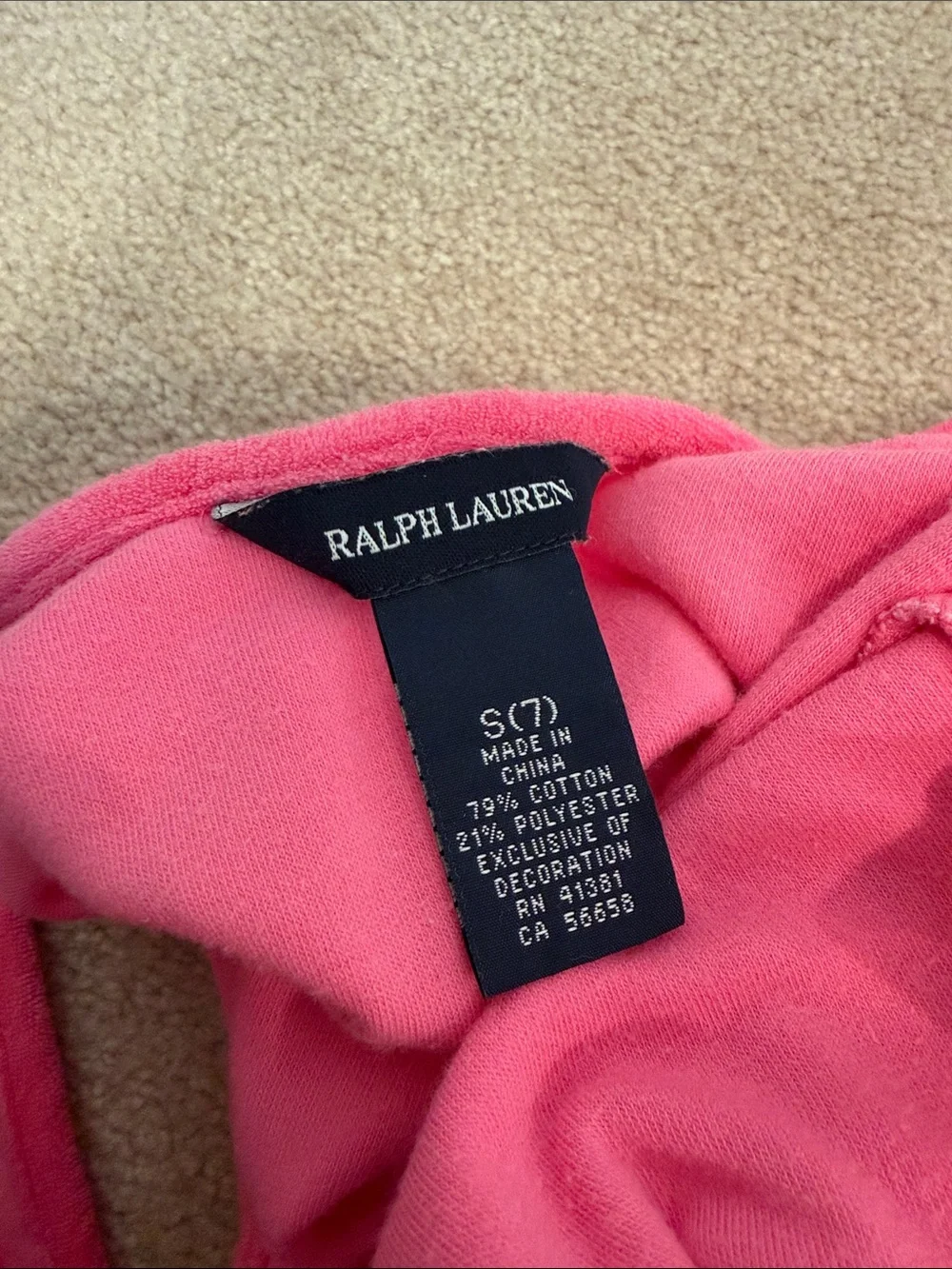 Ralph Lauren Hot Pink Terry Ruffle Tank Dress with Green Logo